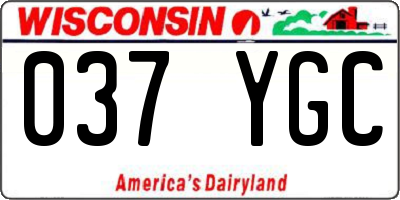 WI license plate 037YGC