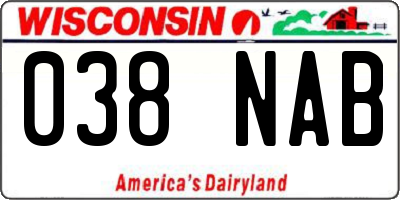 WI license plate 038NAB