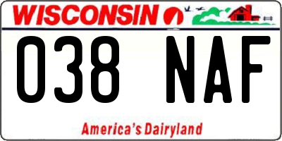 WI license plate 038NAF