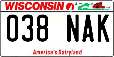 WI license plate 038NAK