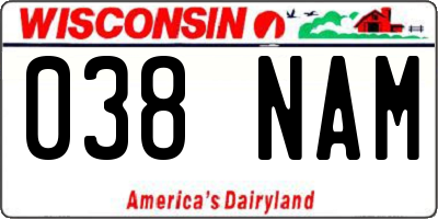 WI license plate 038NAM