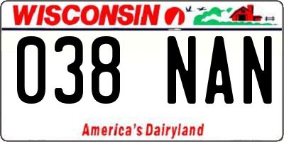 WI license plate 038NAN