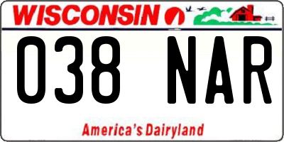 WI license plate 038NAR