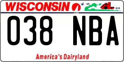 WI license plate 038NBA