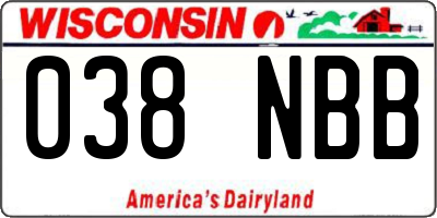 WI license plate 038NBB