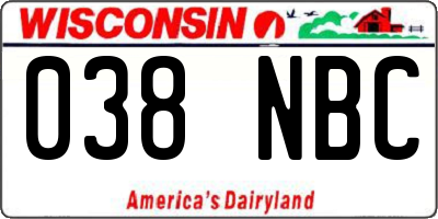 WI license plate 038NBC