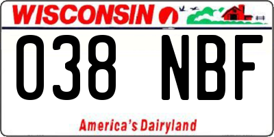 WI license plate 038NBF