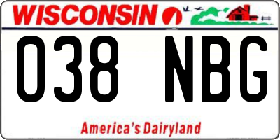 WI license plate 038NBG