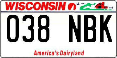 WI license plate 038NBK