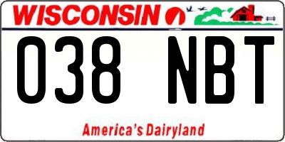 WI license plate 038NBT