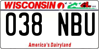 WI license plate 038NBU