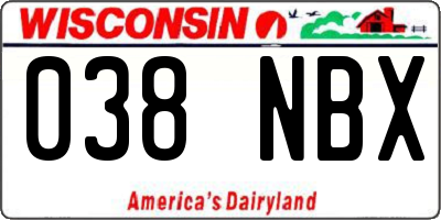 WI license plate 038NBX