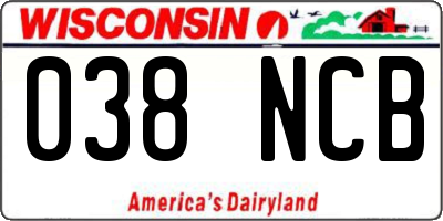 WI license plate 038NCB