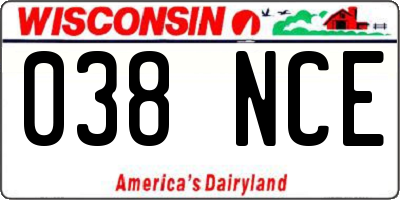WI license plate 038NCE