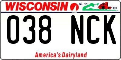 WI license plate 038NCK