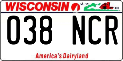 WI license plate 038NCR