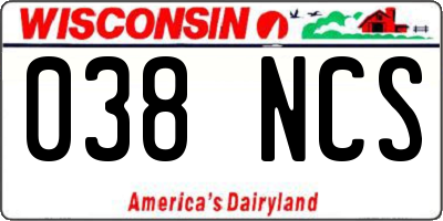 WI license plate 038NCS