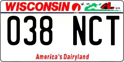 WI license plate 038NCT