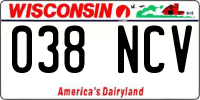 WI license plate 038NCV