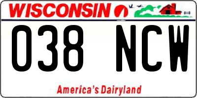 WI license plate 038NCW