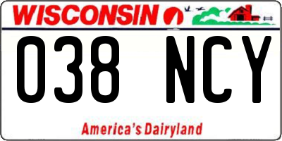 WI license plate 038NCY