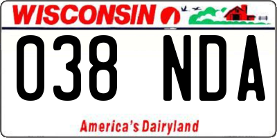 WI license plate 038NDA