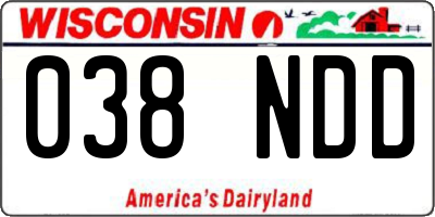 WI license plate 038NDD