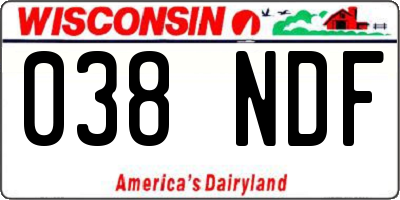 WI license plate 038NDF