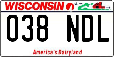WI license plate 038NDL