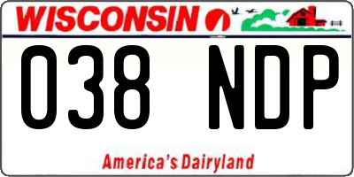 WI license plate 038NDP