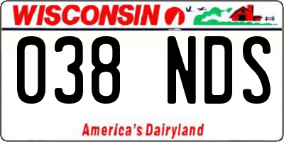WI license plate 038NDS