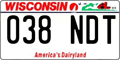 WI license plate 038NDT