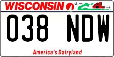 WI license plate 038NDW