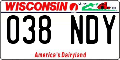 WI license plate 038NDY