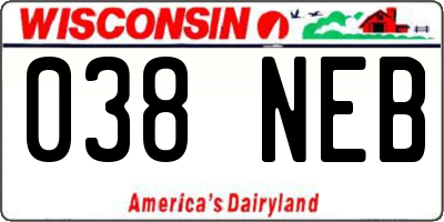 WI license plate 038NEB