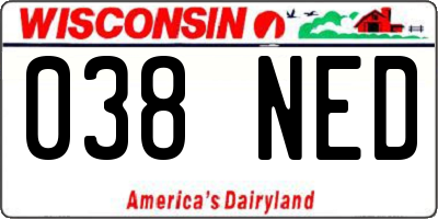 WI license plate 038NED