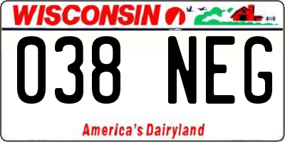 WI license plate 038NEG