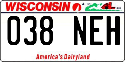 WI license plate 038NEH