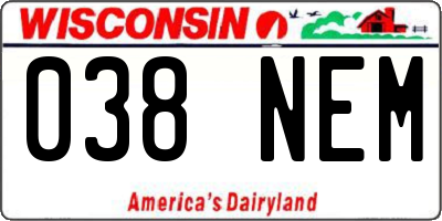 WI license plate 038NEM