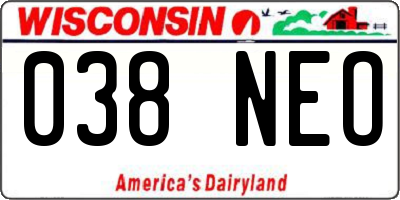 WI license plate 038NEO