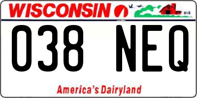 WI license plate 038NEQ