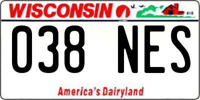 WI license plate 038NES