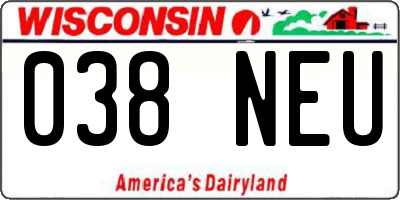 WI license plate 038NEU