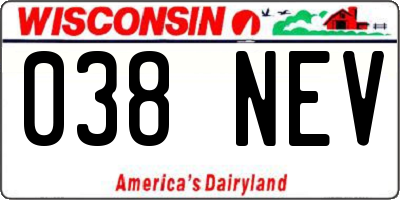WI license plate 038NEV