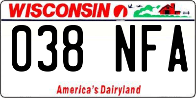WI license plate 038NFA