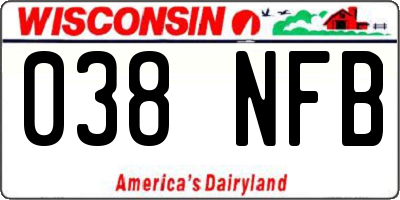 WI license plate 038NFB