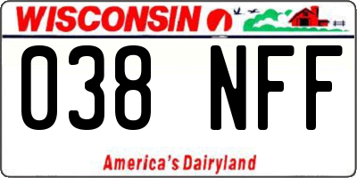 WI license plate 038NFF