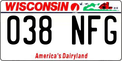 WI license plate 038NFG