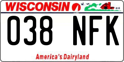 WI license plate 038NFK