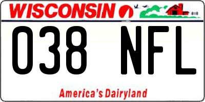 WI license plate 038NFL